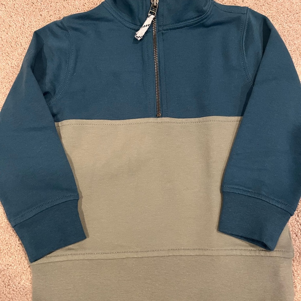 Blue and Beige Half-Zip Pullover